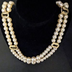 Gorgeous Double-Strand Pearls with accented Gold Clips for Elegance - NEW